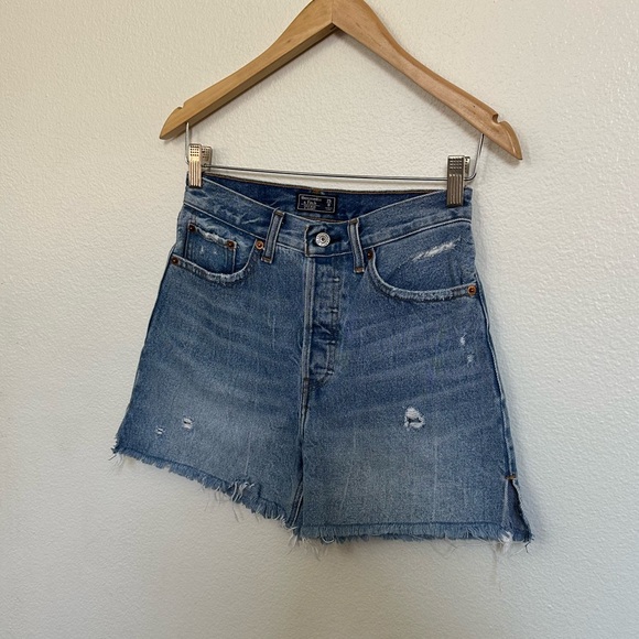 Abercrombie & Fitch Light Blue Distressed Jean Shorts - Picture 2 of 8